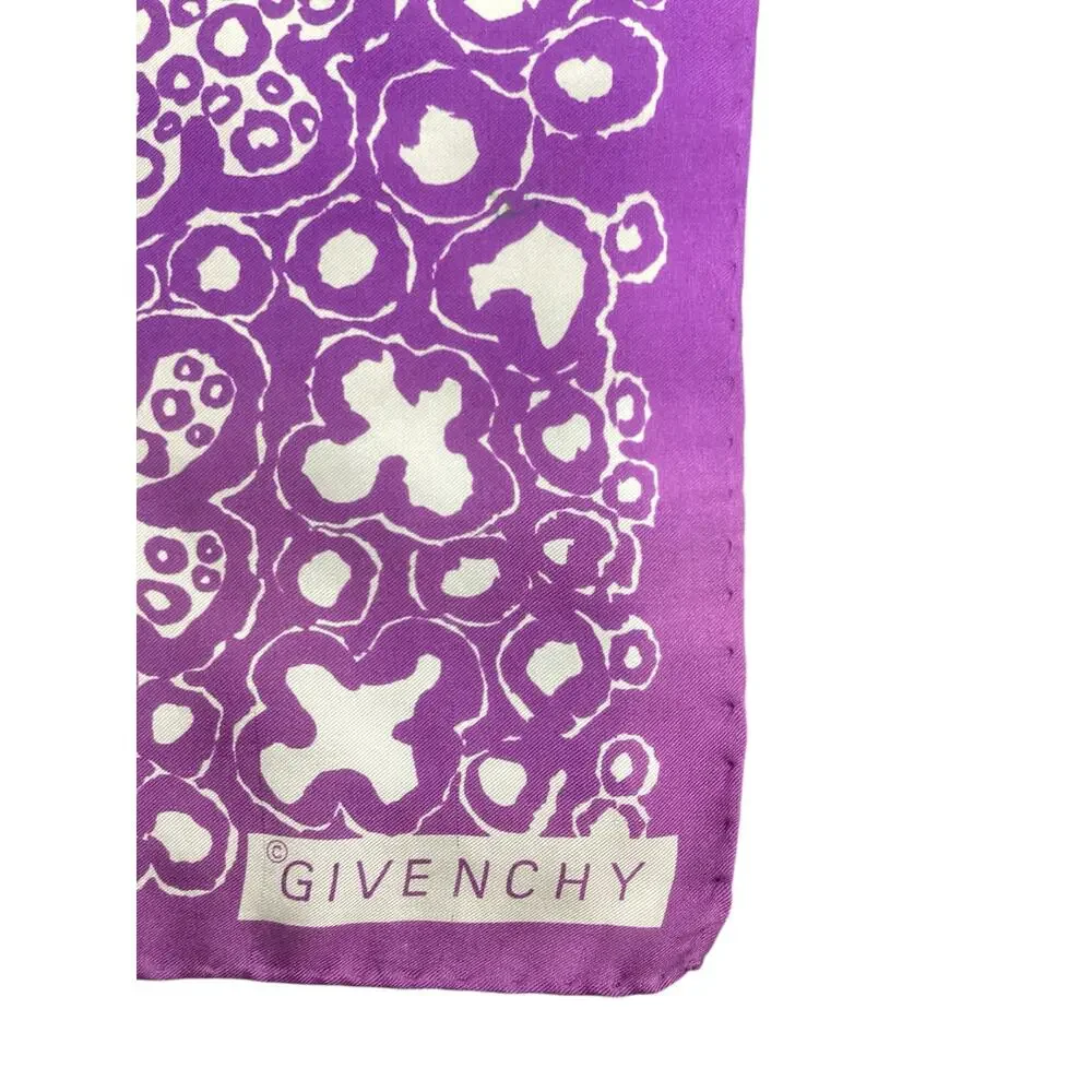 Vintage Givenchy Women’s Square Scarf Purple And White Silk
